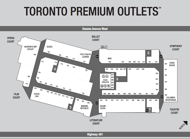 Toronto Premium Outlets Map 2013 