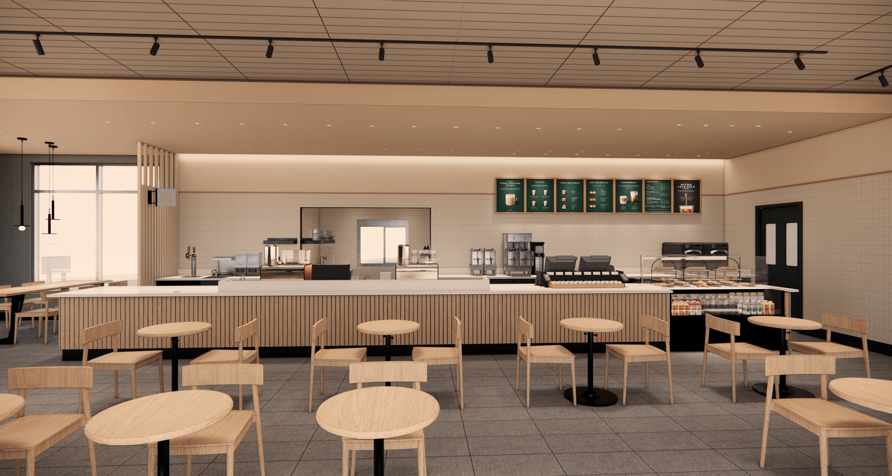 Rendering of Starbucks Canada's first sustainably-constructed drive-thru cafe. Rendering: Starbucks