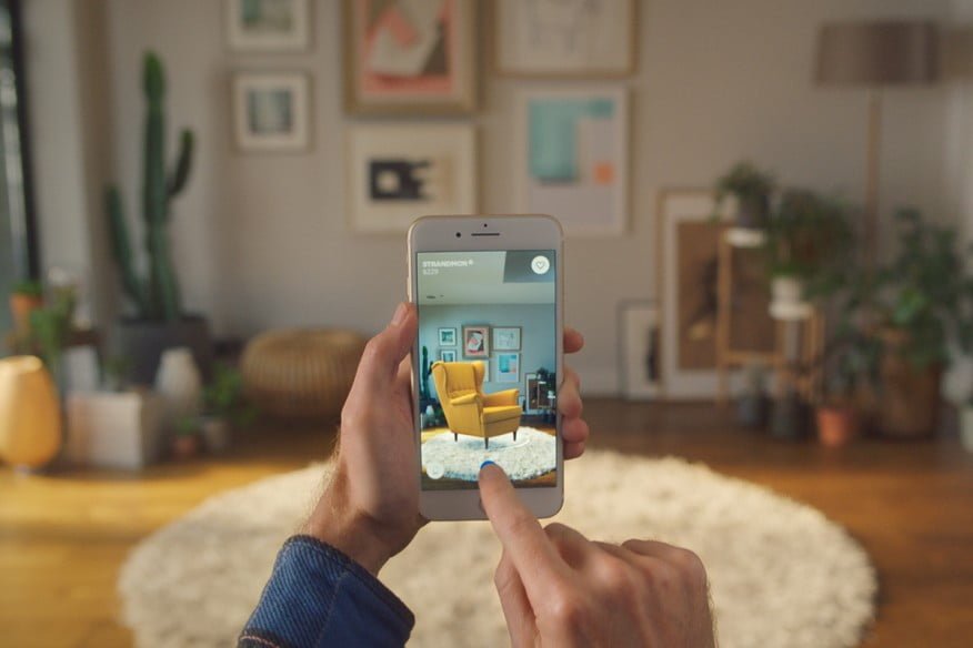 A new aspect of Ikea's app that allows consumers to virtually place an augmented piece of furniture in their home to see how it looks before they buy it. Photo: Ikea