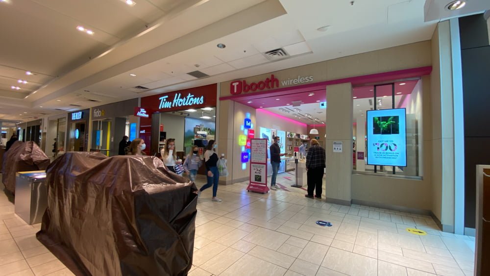 Fido, Tim Hortons and Tbooth Wireless on the lower level of CF Chinook Centre