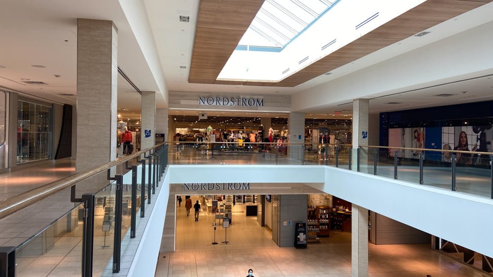 Nordstrom Entrances (upper and lower levels) seen from second level in CF Chinook Centre