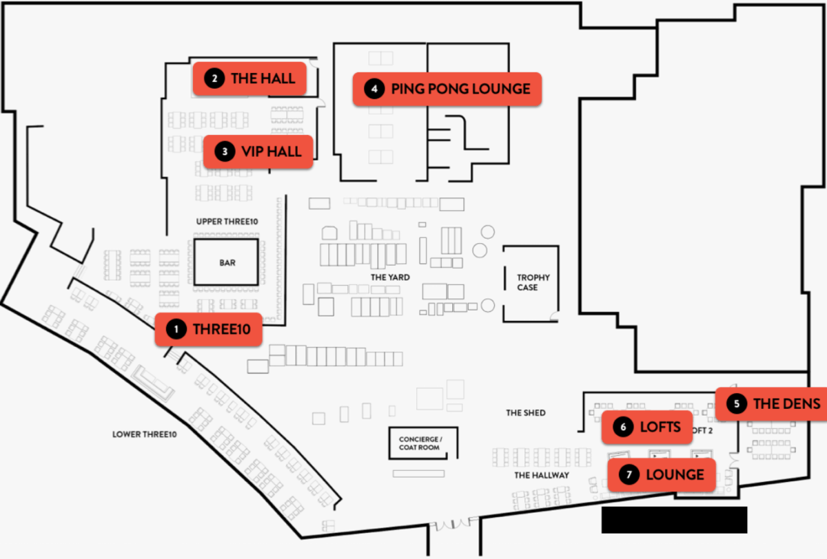 Venue Map for The Rec Room at The Amazing Brentwood in Burnaby