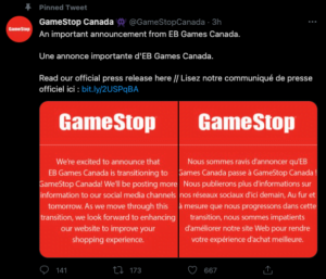 EB Games Stores In Canada To Rebrand As GameStop