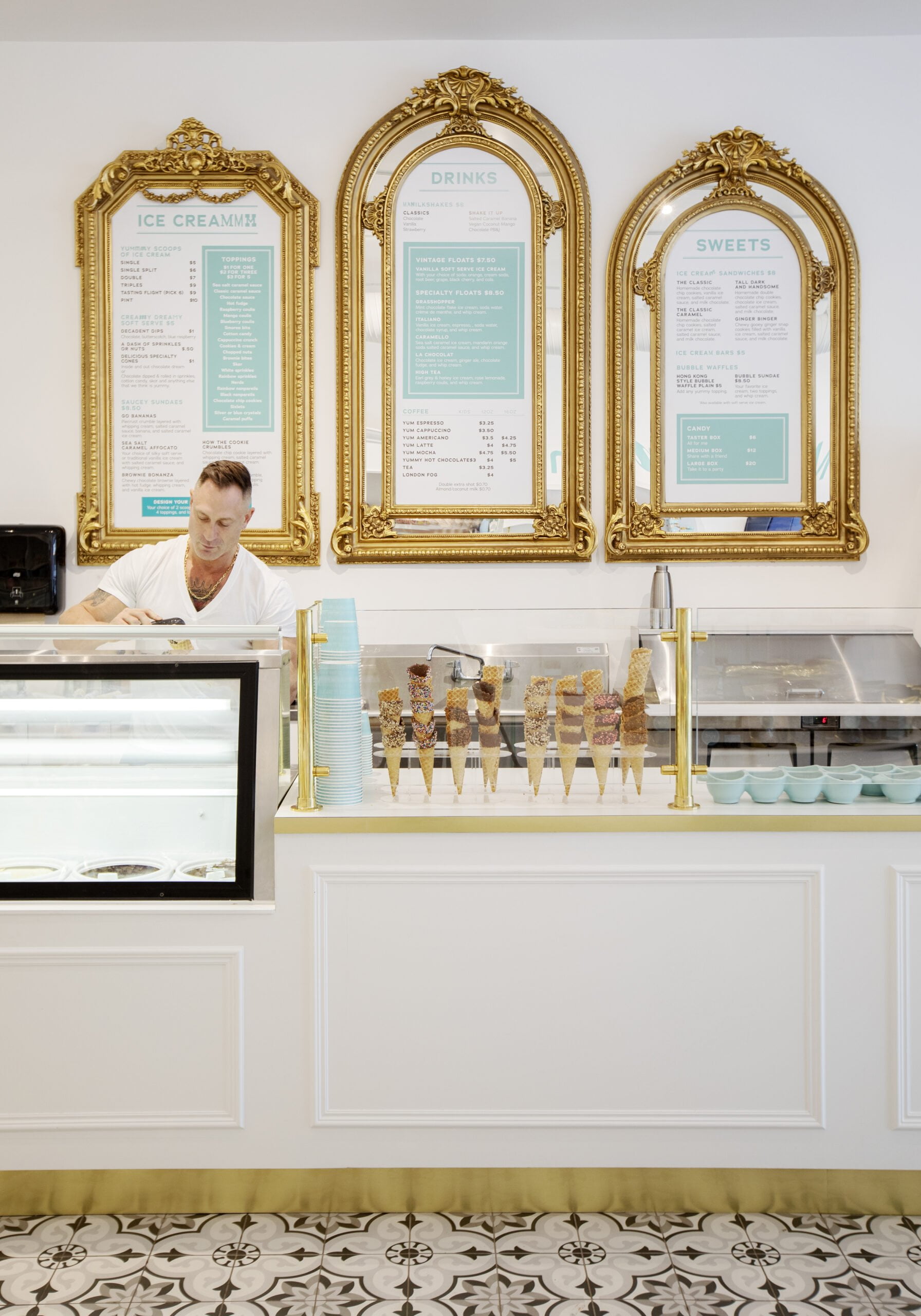 Interior of YUM Ice Creamery and Sweet Shop.