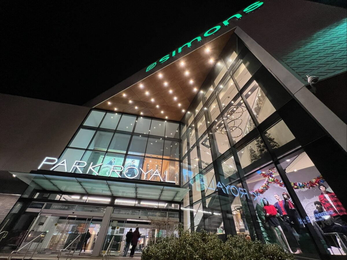 Simons entrance at Park Royal Shopping Centre in West Vancouver.