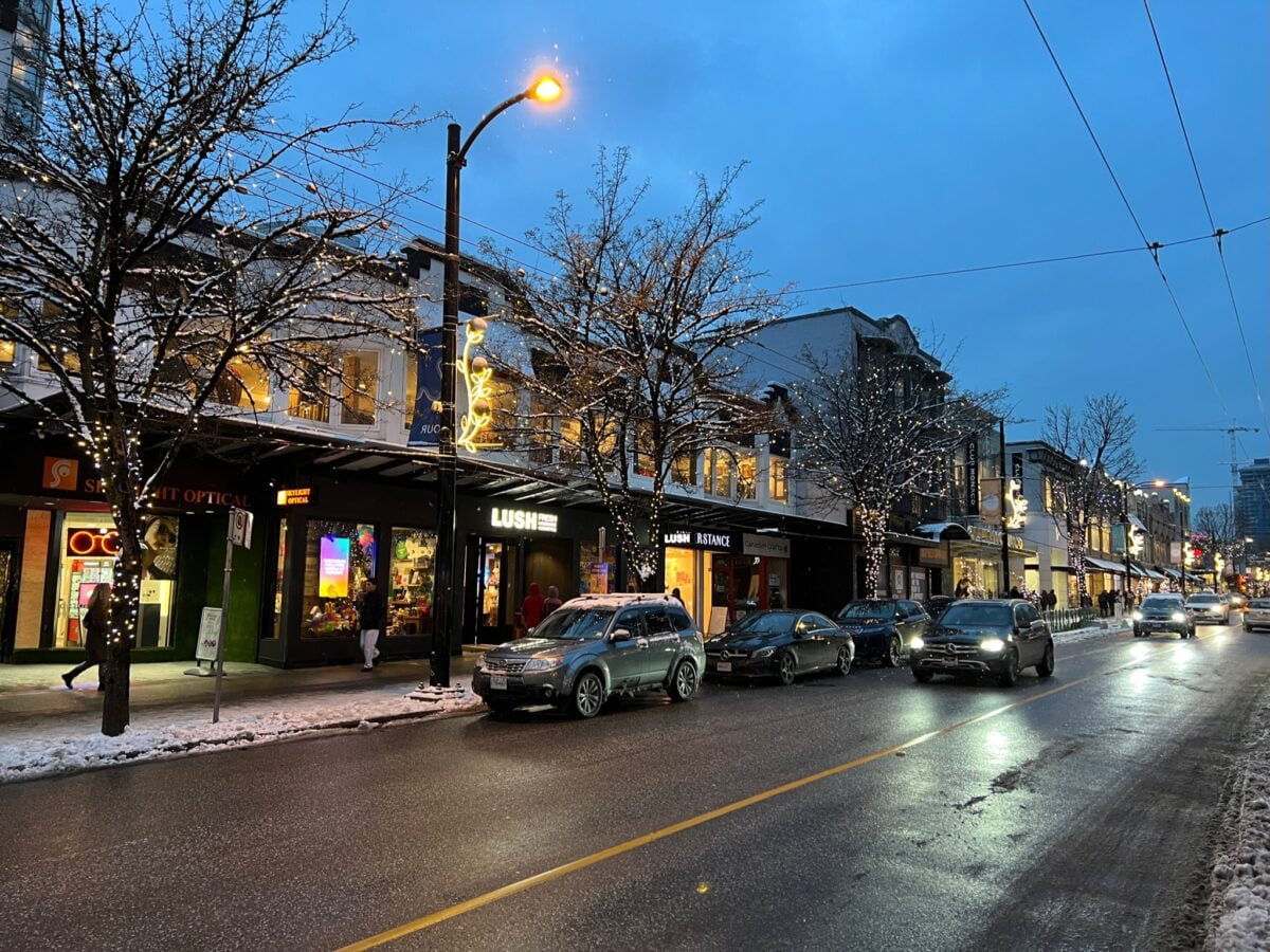 Vancouver's Robson Street is already lit up and ready for